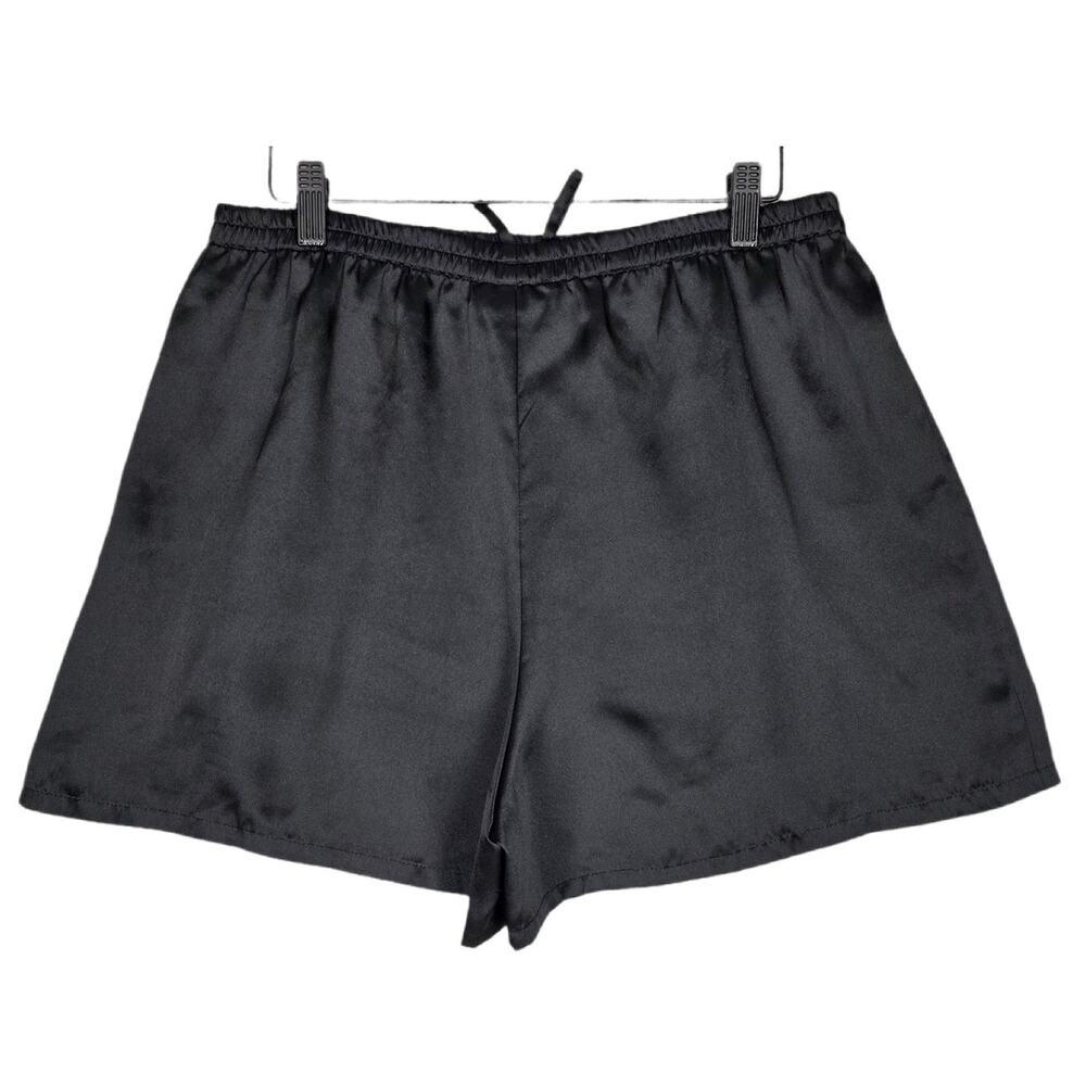 MORGAN TAYLOR WOMEN’S SATIN SLEEP/LOUNGE SHORTS – SIZE S – BLACK – 3" INSEAM